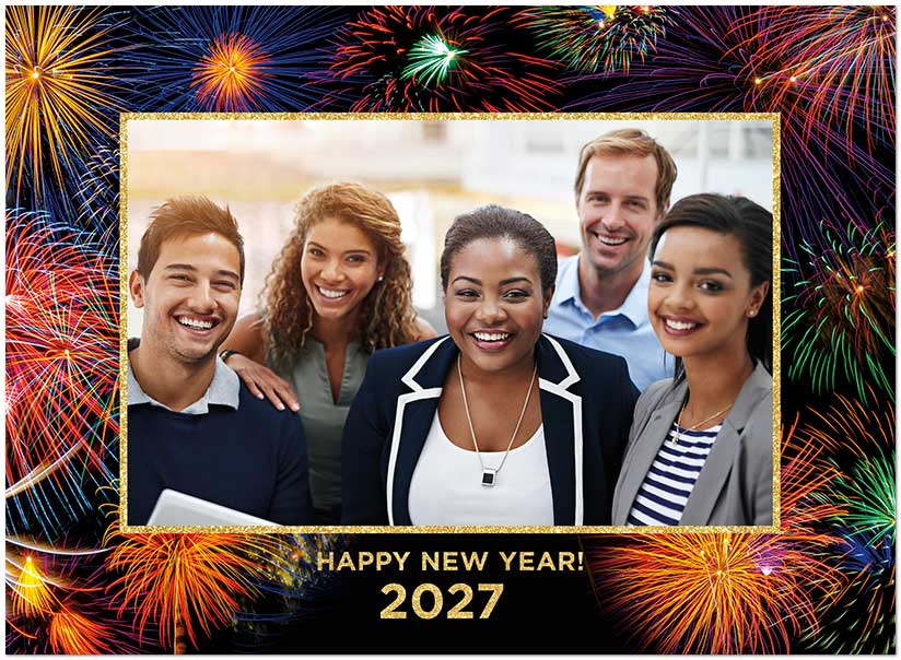 Fireworks New Year Photo Card D3558U-4B