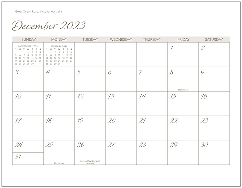 Scenic Beaches Wall Calendar DWP1524