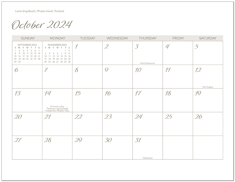 Scenic Beaches Wall Calendar DWP1524