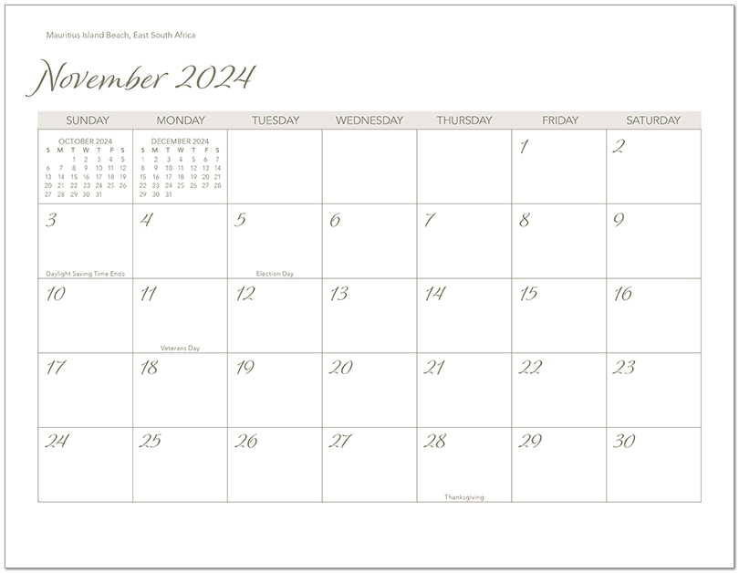Scenic Beaches Wall Calendar DWP1524
