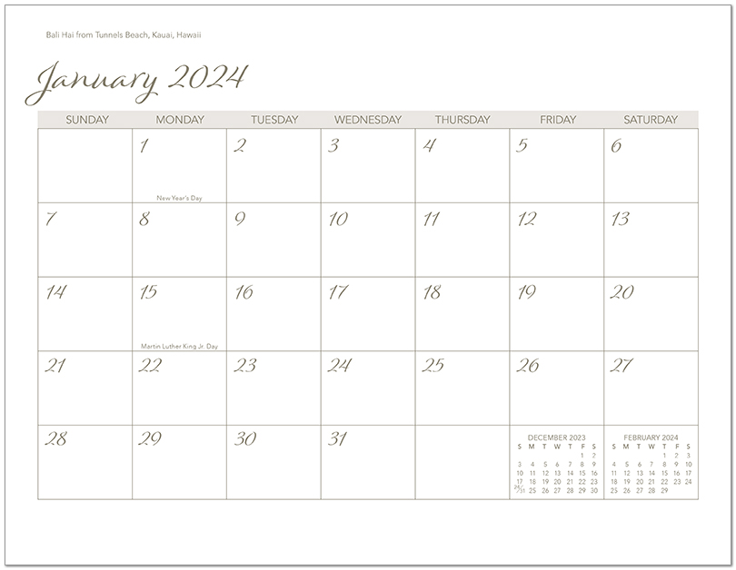 Scenic Beaches Wall Calendar DWP1524