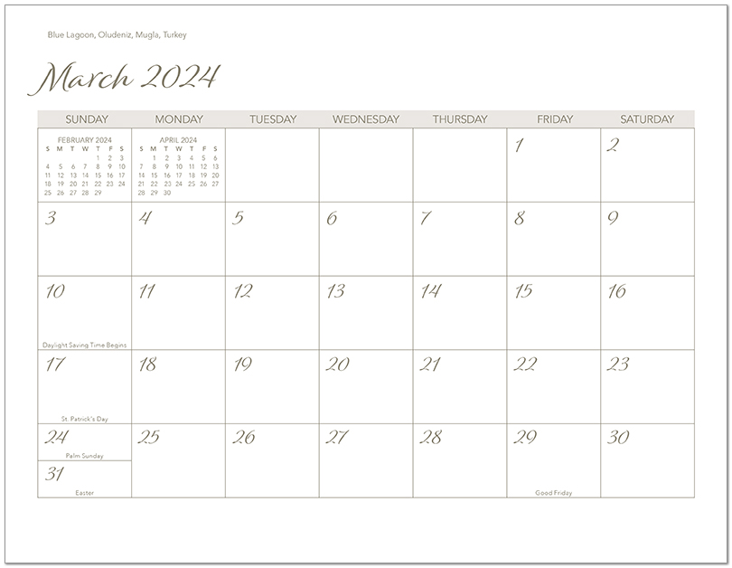 Scenic Beaches Wall Calendar DWP1524