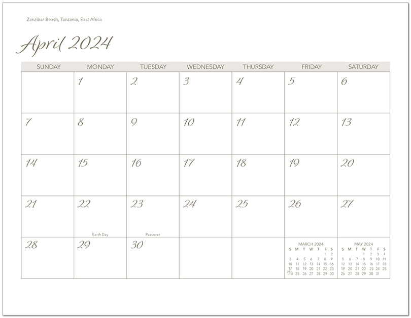 Scenic Beaches Wall Calendar DWP1524